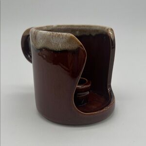 Hermitage Pottery Brown Drip Glaze Lamp Styled Finger Candle Holder 221157
